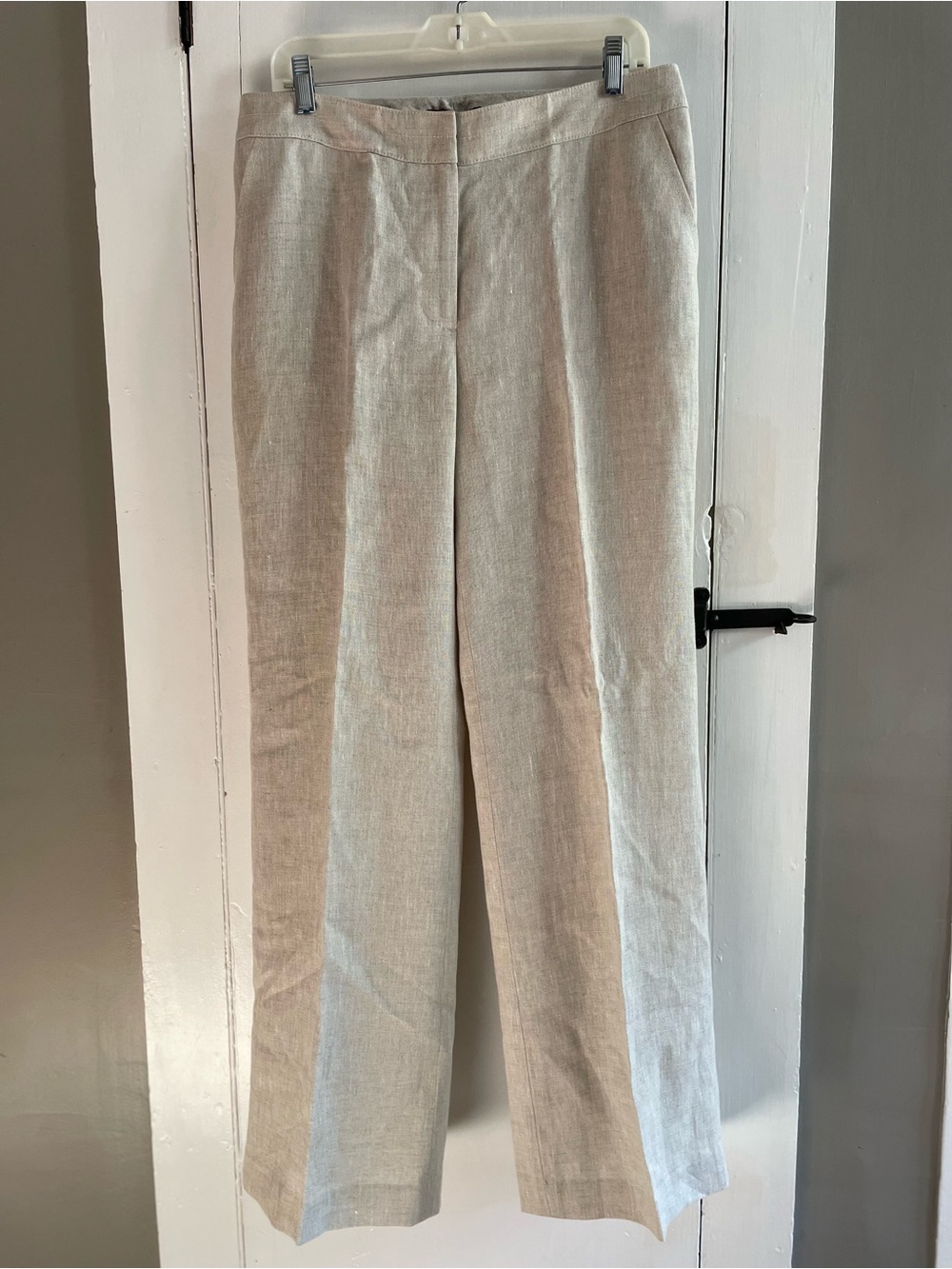 Talbots Heritage Wide Leg 100% Pure Irish Linen Beige Pants Size 12 New w/ Tags